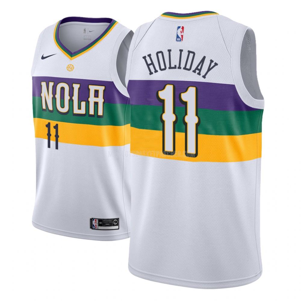 maillot basket homme de new orleans pelicans jrue holiday 11 blanc city edition