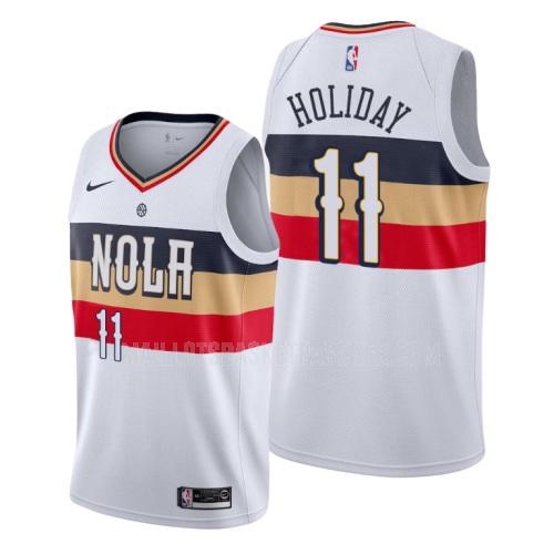 maillot basket homme de new orleans pelicans jrue holiday 11 blanc earned version