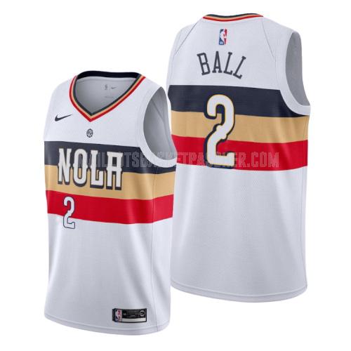 maillot basket homme de new orleans pelicans lonzo ball 2 blanc earned version