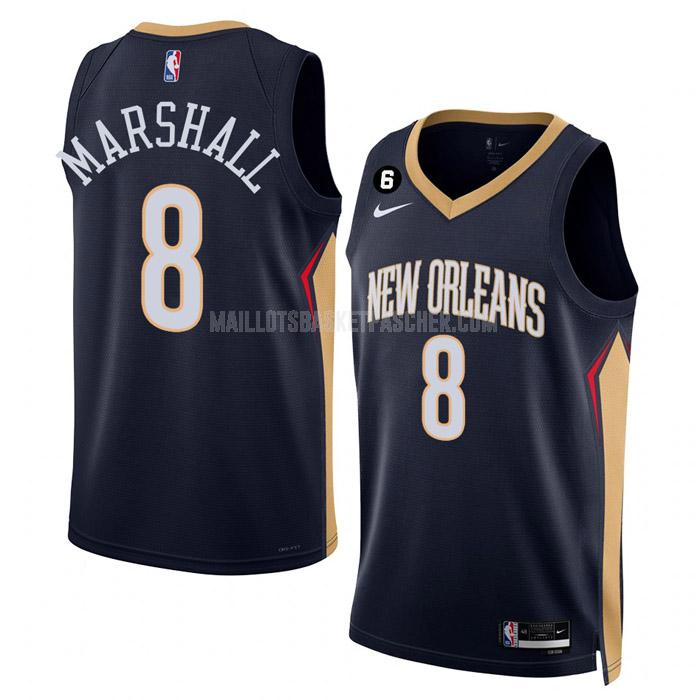 maillot basket homme de new orleans pelicans naji marshall 8 bleu marine icon edition 2022-23