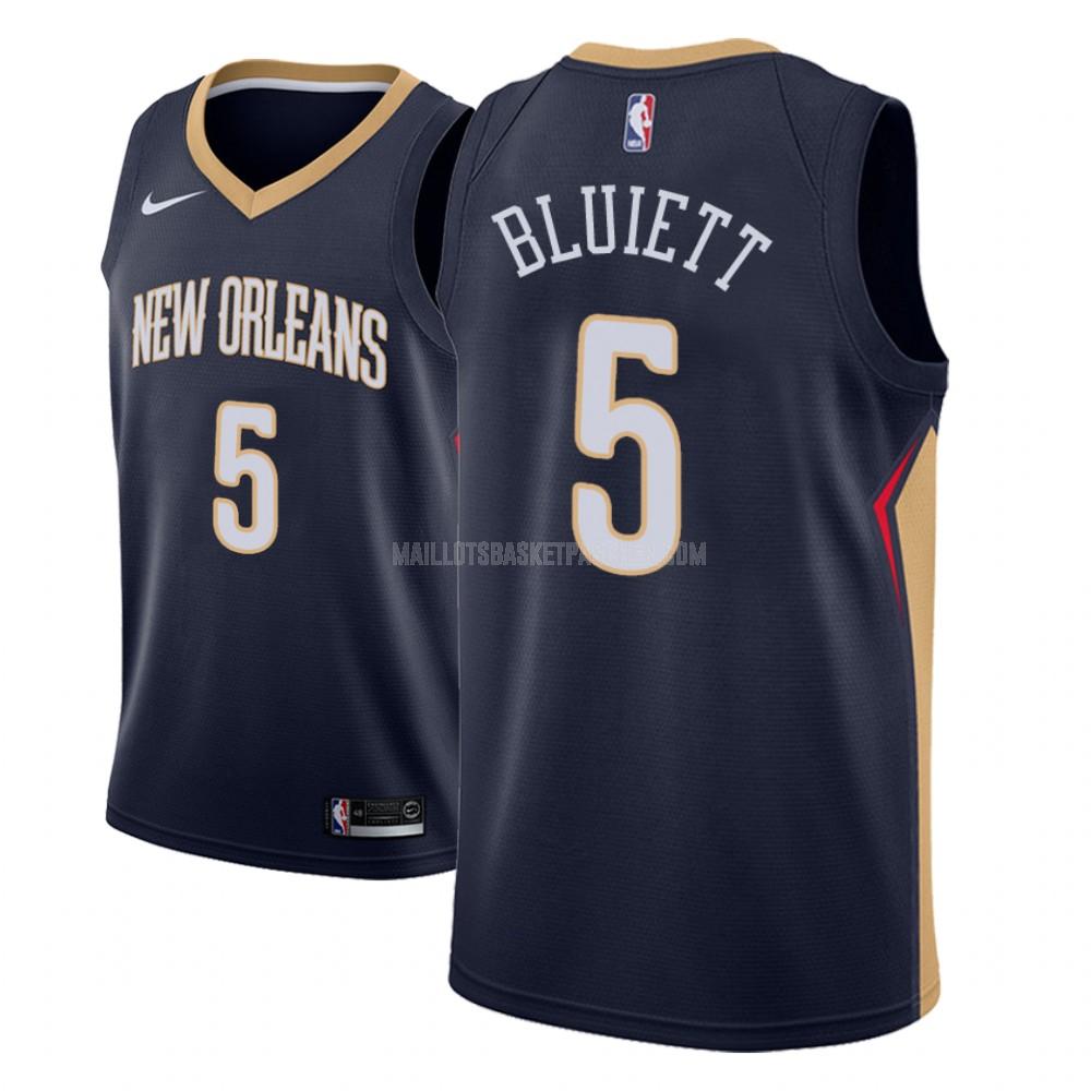 maillot basket homme de new orleans pelicans trevon bluiett 5 bleu marin icon