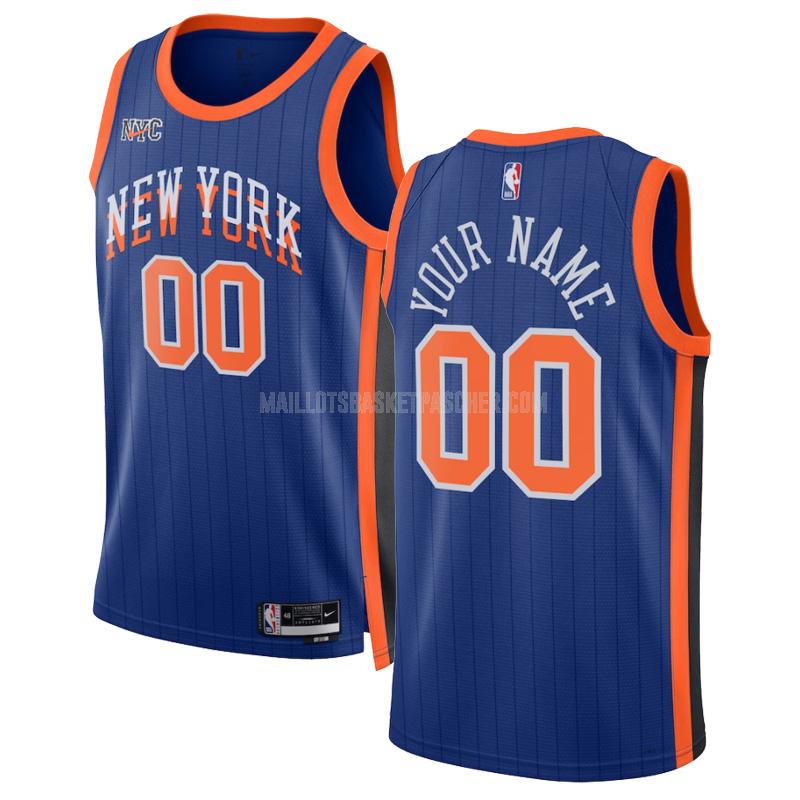 maillot basket homme de new york knicks custom 0 bleu city edition 2023-24