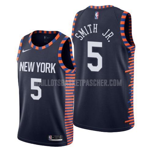 maillot basket homme de new york knicks dennis smith jr 5 bleu marin city edition