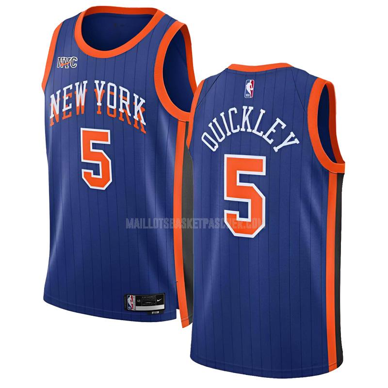 maillot basket homme de new york knicks immanuel quickley 5 bleu city edition 2023-24
