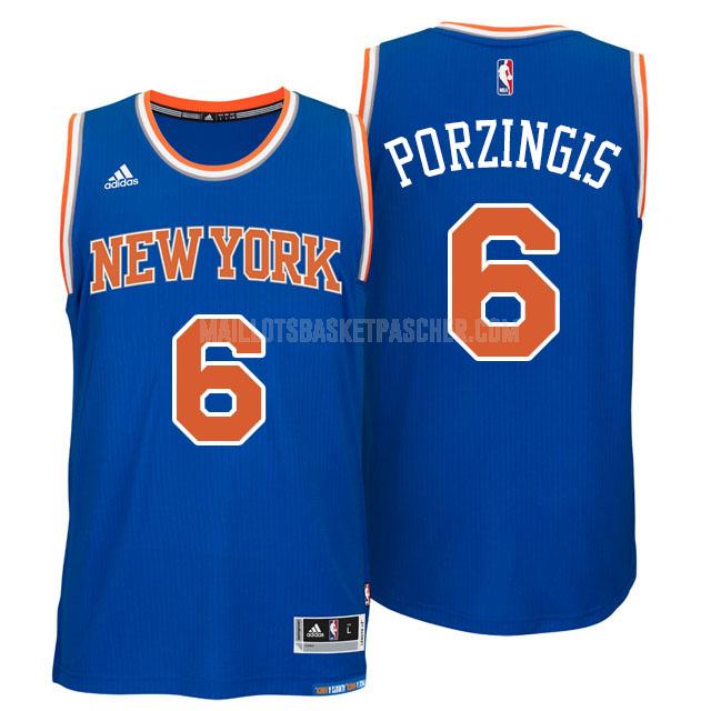 maillot basket homme de new york knicks kristaps porzingis 6 bleu classique 2015