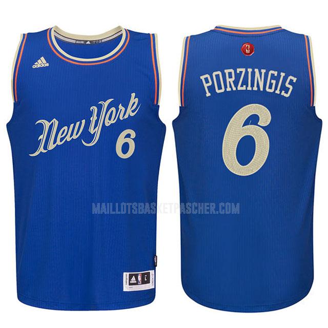 maillot basket homme de new york knicks kristaps porzingis 6 bleu noël 2015