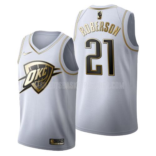 maillot basket homme de oklahoma city thunder andre roberson 21 blanc or version
