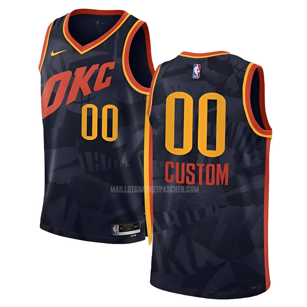 maillot basket homme de oklahoma city thunder custom 0 noir city edition 2023-24