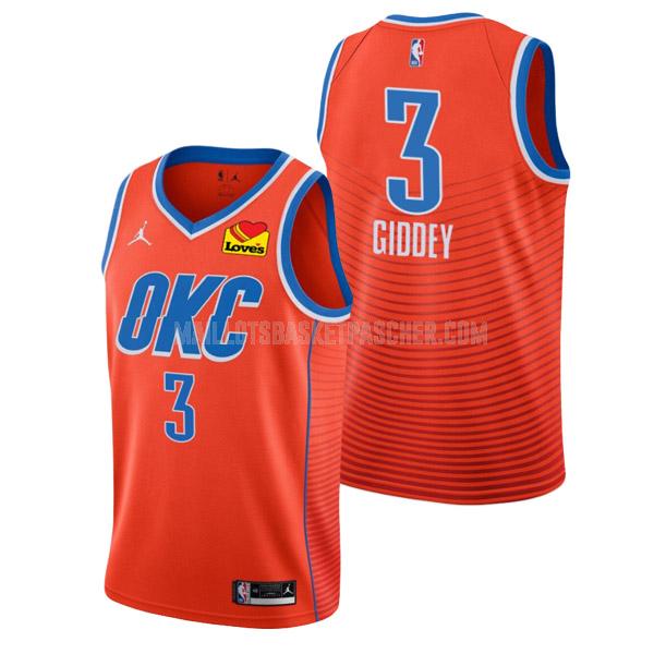 maillot basket homme de oklahoma city thunder josh giddey 3 orange statement edition