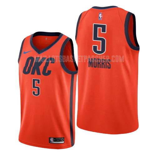maillot basket homme de oklahoma city thunder markieff morris 5 orange earned version