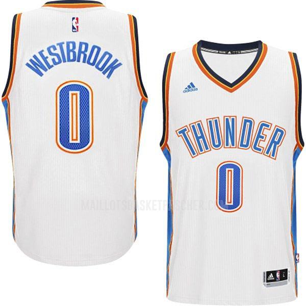maillot basket homme de oklahoma city thunder russell westbrook 0 blanc home 2014-15