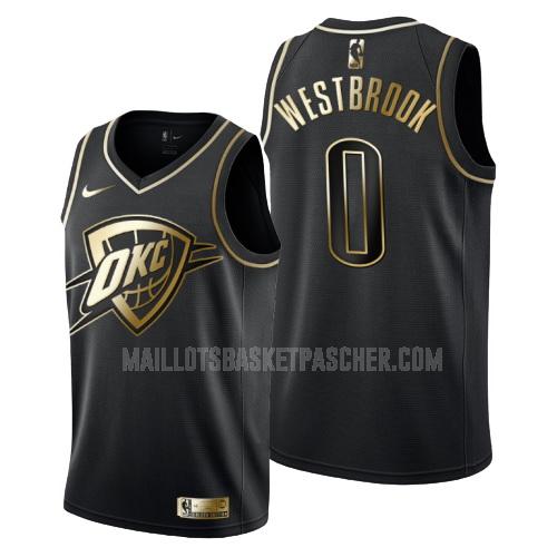 maillot basket homme de oklahoma city thunder russell westbrook 0 noir or version
