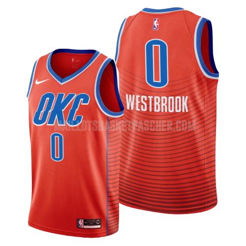 maillot basket homme de oklahoma city thunder russell westbrook 0 orange statement