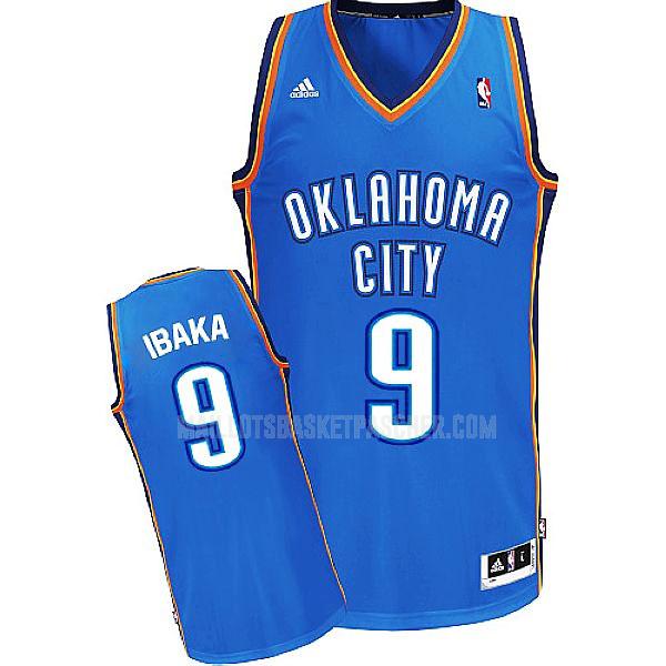 maillot basket homme de oklahoma city thunder serge ibaka 9 bleu swingman