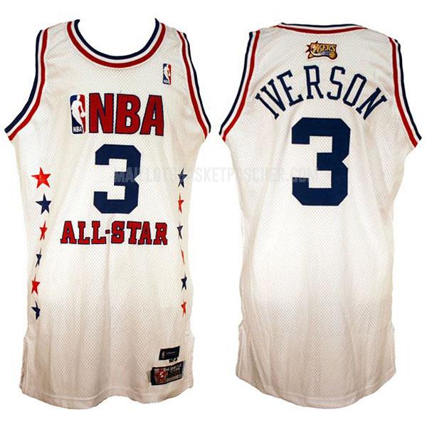 maillot basket homme de philadelphia 76ers allen iverson 3 blanc nba all-star 2003