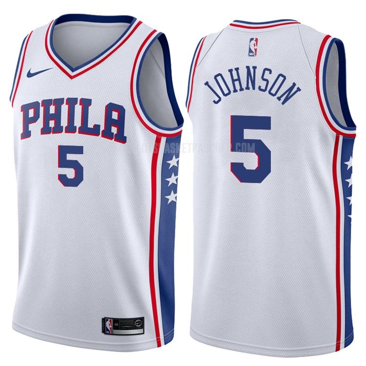 maillot basket homme de philadelphia 76ers amir johnson 5 blanc association 2017-18