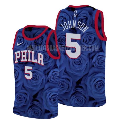 maillot basket homme de philadelphia 76ers amir johnson 5 bleu rosa