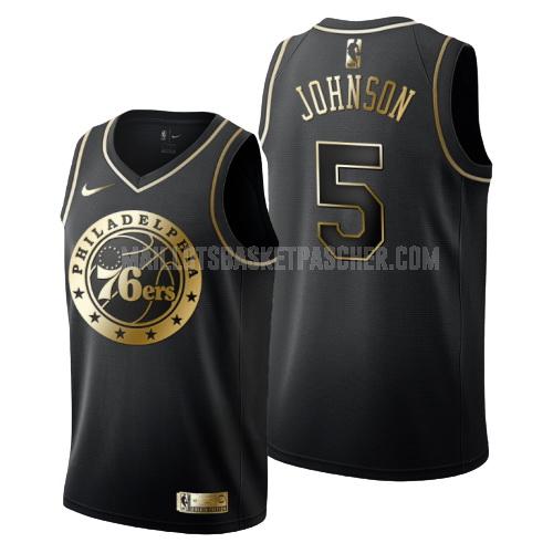 maillot basket homme de philadelphia 76ers amir johnson 5 noir or version
