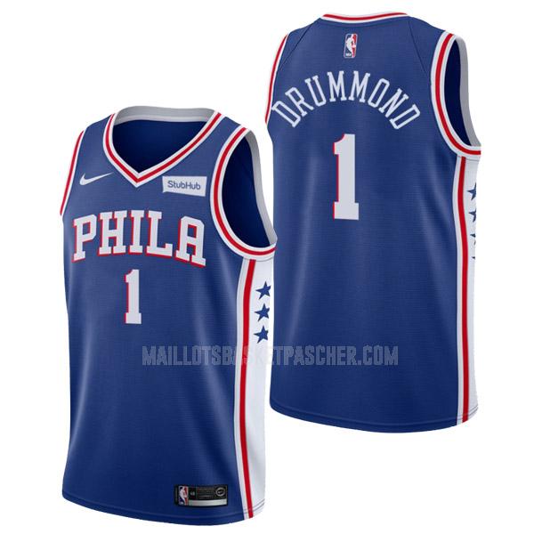 maillot basket homme de philadelphia 76ers andre drummond 1 bleu icon edition