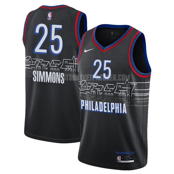 maillot basket homme de philadelphia 76ers ben simmons 25 noir city edition 2020-21