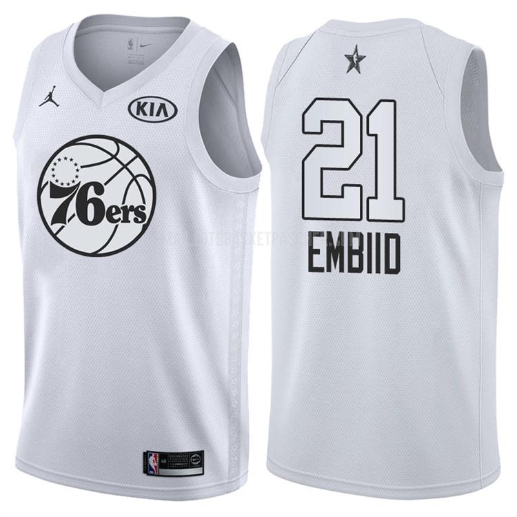 maillot basket homme de philadelphia 76ers joel embiid 21 blanc nba all-star 2018