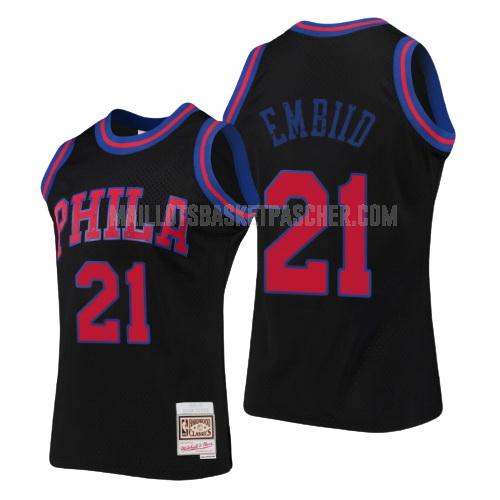 maillot basket homme de philadelphia 76ers joel embiid 21 noir collection de bagues