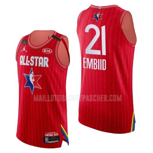 maillot basket homme de philadelphia 76ers joel embiid 21 rouge nba all-star 2020