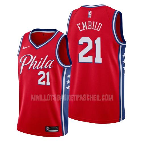 maillot basket homme de philadelphia 76ers joel embiid 21 rouge statement 2019-20