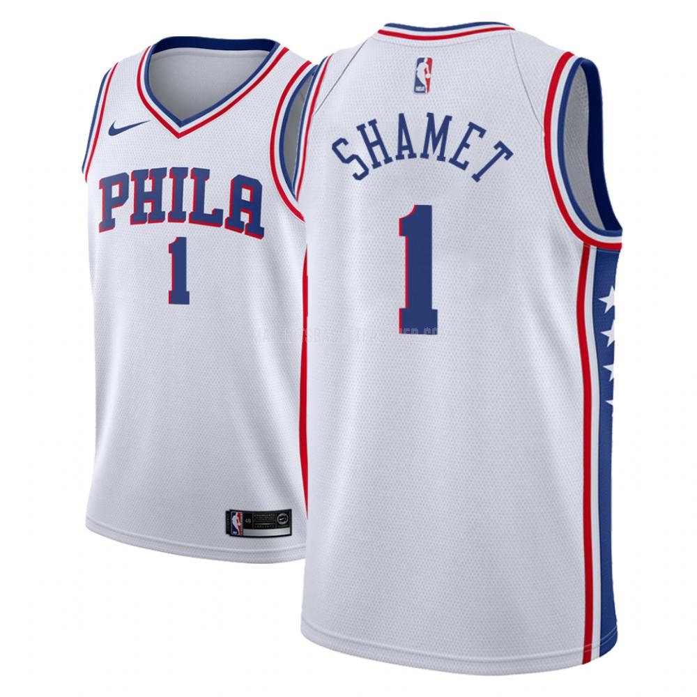 maillot basket homme de philadelphia 76ers landry shamet 1 blanc association