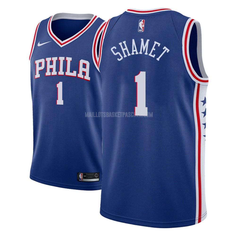 maillot basket homme de philadelphia 76ers landry shamet 1 bleu icon