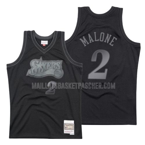 maillot basket homme de philadelphia 76ers moses malone 2 noir hardwood classics
