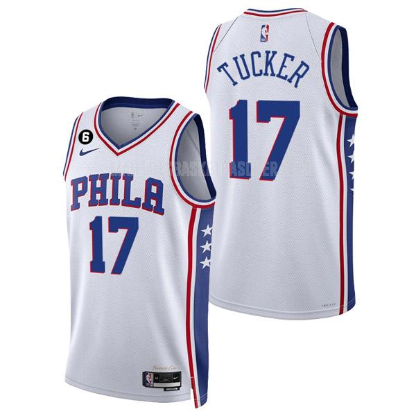 maillot basket homme de philadelphia 76ers p.j. tucker 17 blanc association edition 2022-23