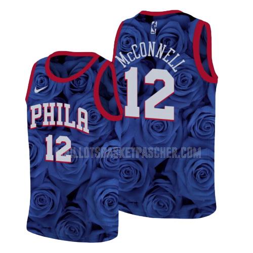 maillot basket homme de philadelphia 76ers tj mcconnell 12 bleu rosa