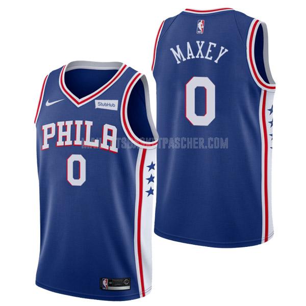 maillot basket homme de philadelphia 76ers tyrese maxey 0 bleu icon edition