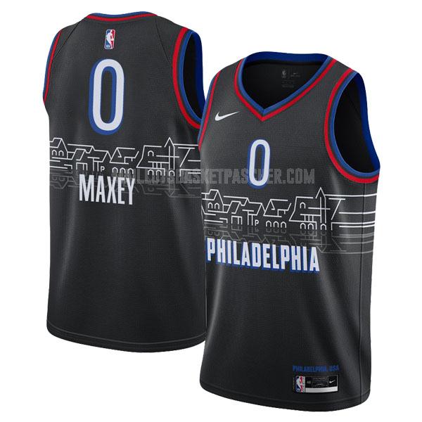 maillot basket homme de philadelphia 76ers tyrese maxey 0 noir city edition 2020-21