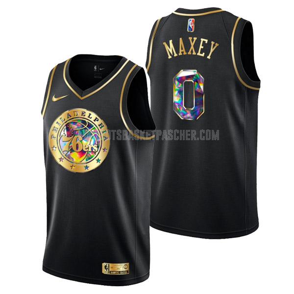 maillot basket homme de philadelphia 76ers tyrese maxey 0 noir golden edition diamond logo 2022