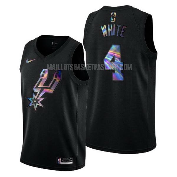 maillot basket homme de san antonio spurs derrick white 4 noir logo holographic