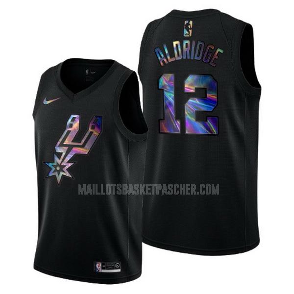 maillot basket homme de san antonio spurs lamarcus aldridge 12 noir logo holographic
