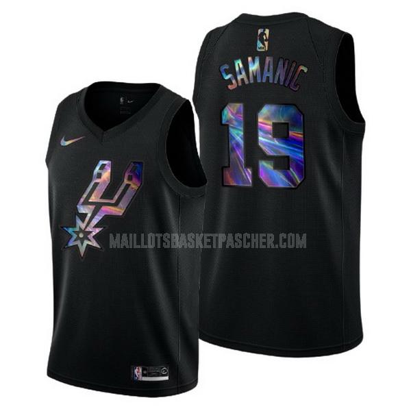 maillot basket homme de san antonio spurs luka samanic 19 noir logo holographic