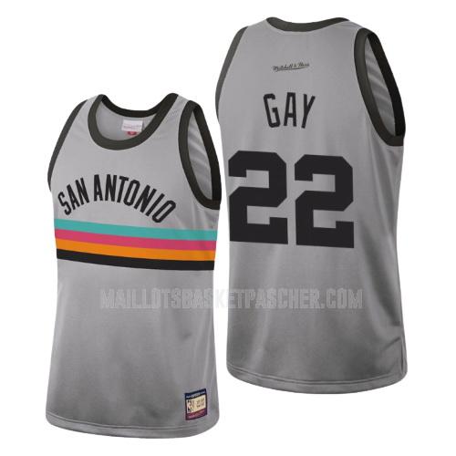 maillot basket homme de san antonio spurs rudy gay 22 gris hardwood classics