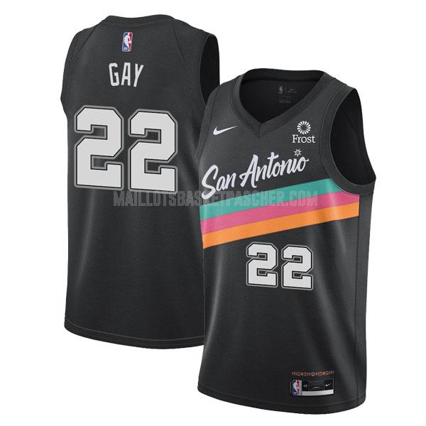 maillot basket homme de san antonio spurs rudy gay 22 noir city edition 2020-21