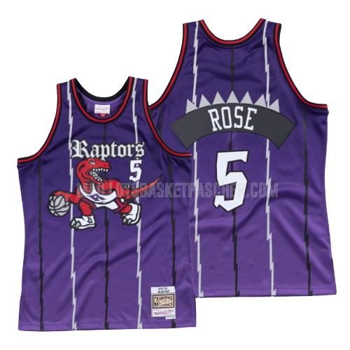 maillot basket homme de toronto raptors jalen rose 5 violet old english 1998-99
