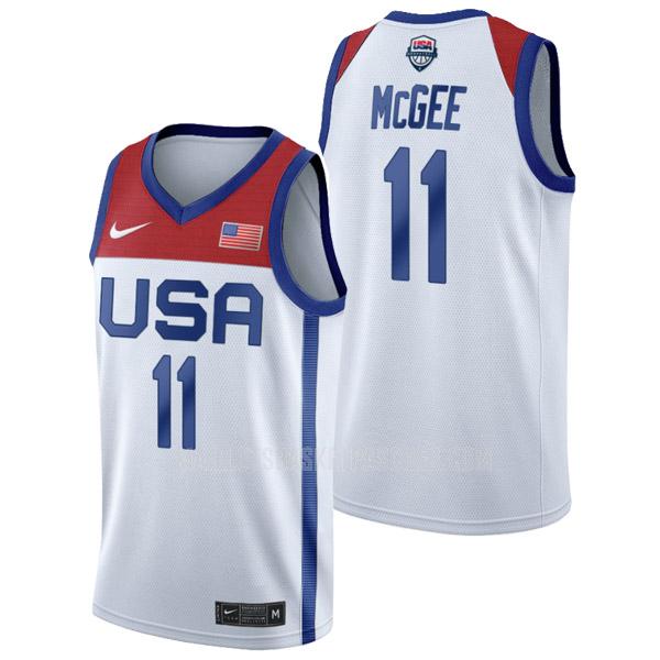 maillot basket homme de usa team javale mcgee 11 blanc tokyo olympics 2021