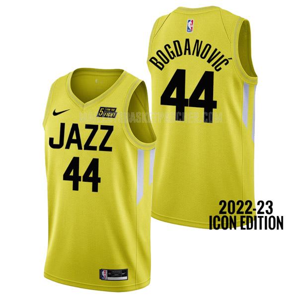 maillot basket homme de utah jazz bojan bogdanovic 44 jaune icon edition 2022-23