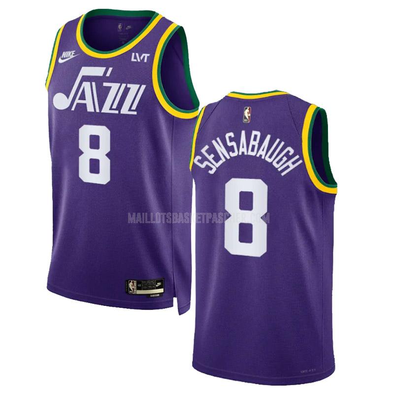 maillot basket homme de utah jazz brice sensabaugh 8 violet classic edition 2023-24