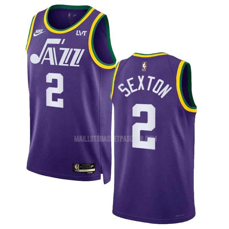 maillot basket homme de utah jazz collin sexton 2 violet classic edition 2023-24