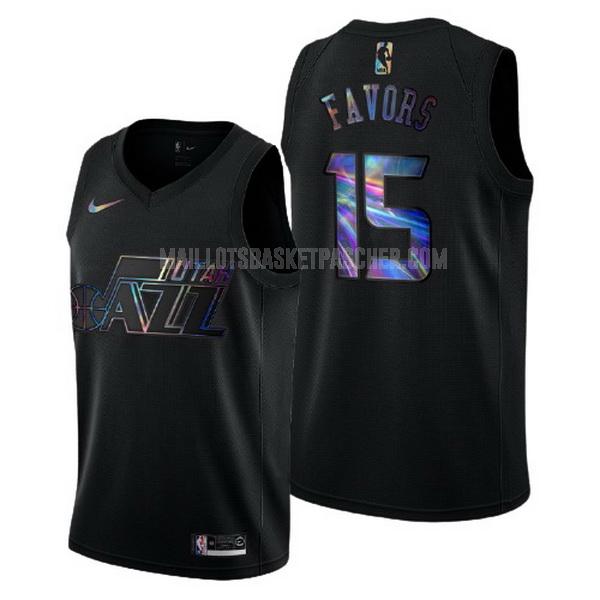 maillot basket homme de utah jazz derrick favors 15 noir logo holographic