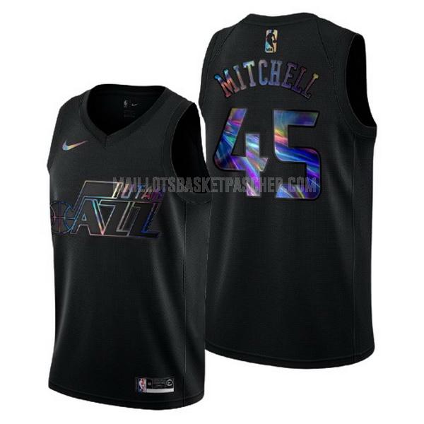 maillot basket homme de utah jazz donovan mitchell 45 noir logo holographic