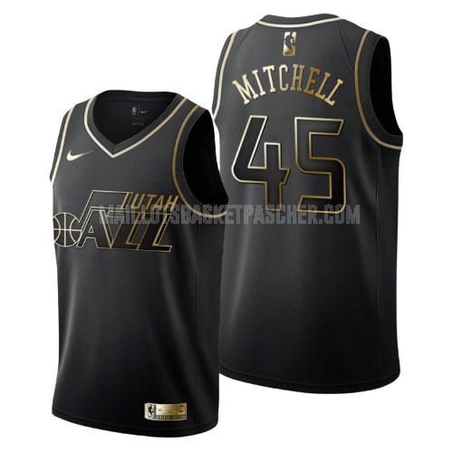 maillot basket homme de utah jazz donovan mitchell 45 noir or version