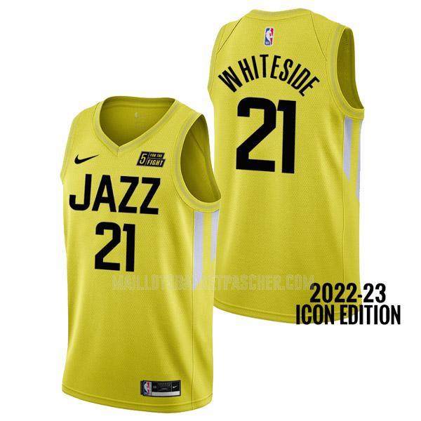 maillot basket homme de utah jazz hassan whiteside 21 jaune icon edition 2022-23